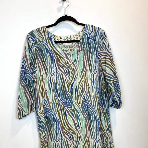 Soft Surroundings Multicolor Wave Pattern Long Sleeve Dress - Picture 2 of 11